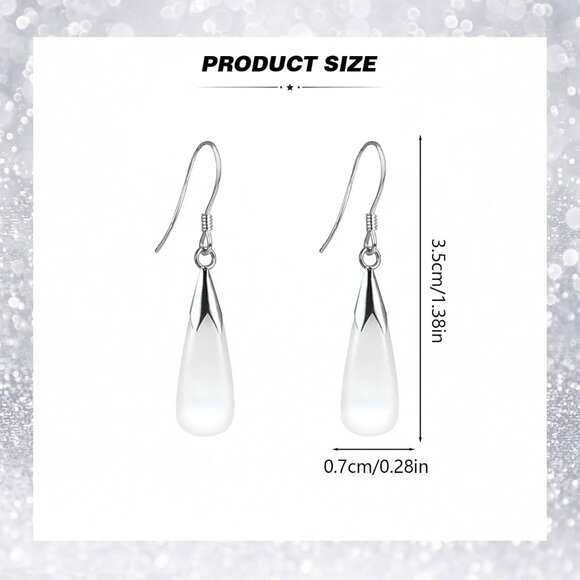 Women's White Trendy Handmade Lightweight Long Teardrop Long chain Earrings - Picture 3 of 7